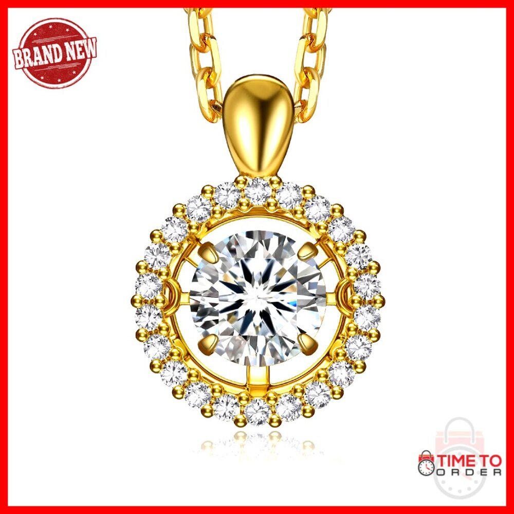 Dancing Moissanite Pendant Necklace Sterling Silver Elegant Anniversary Gift